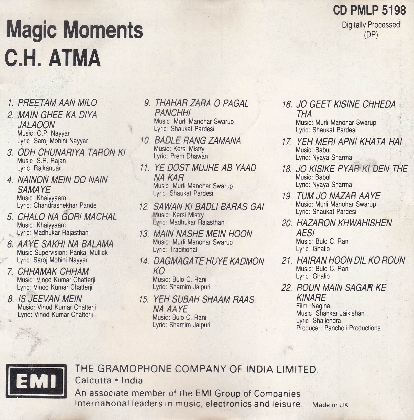 (image for) Magic Moments C H Atma EMI CD