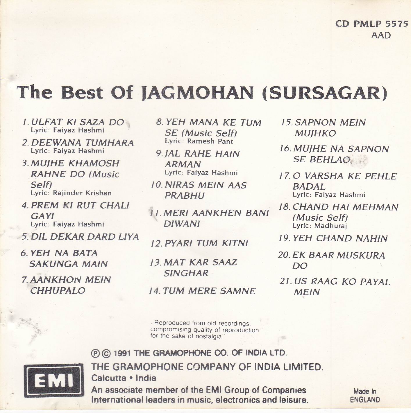 (image for) The Best Of Jagmohan EMI CD