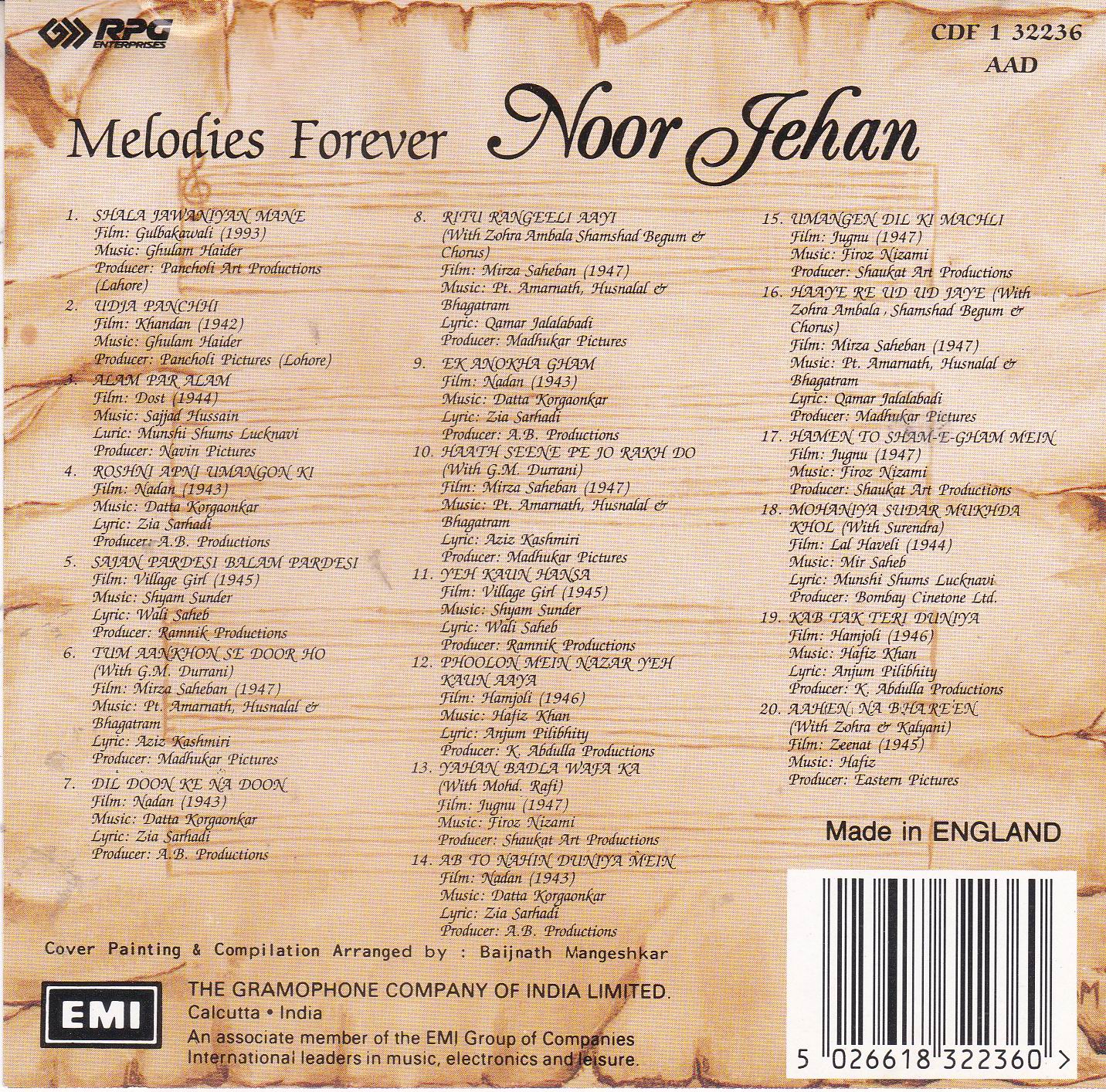 (image for) Melodies Forever Noor Jehan EMI CD