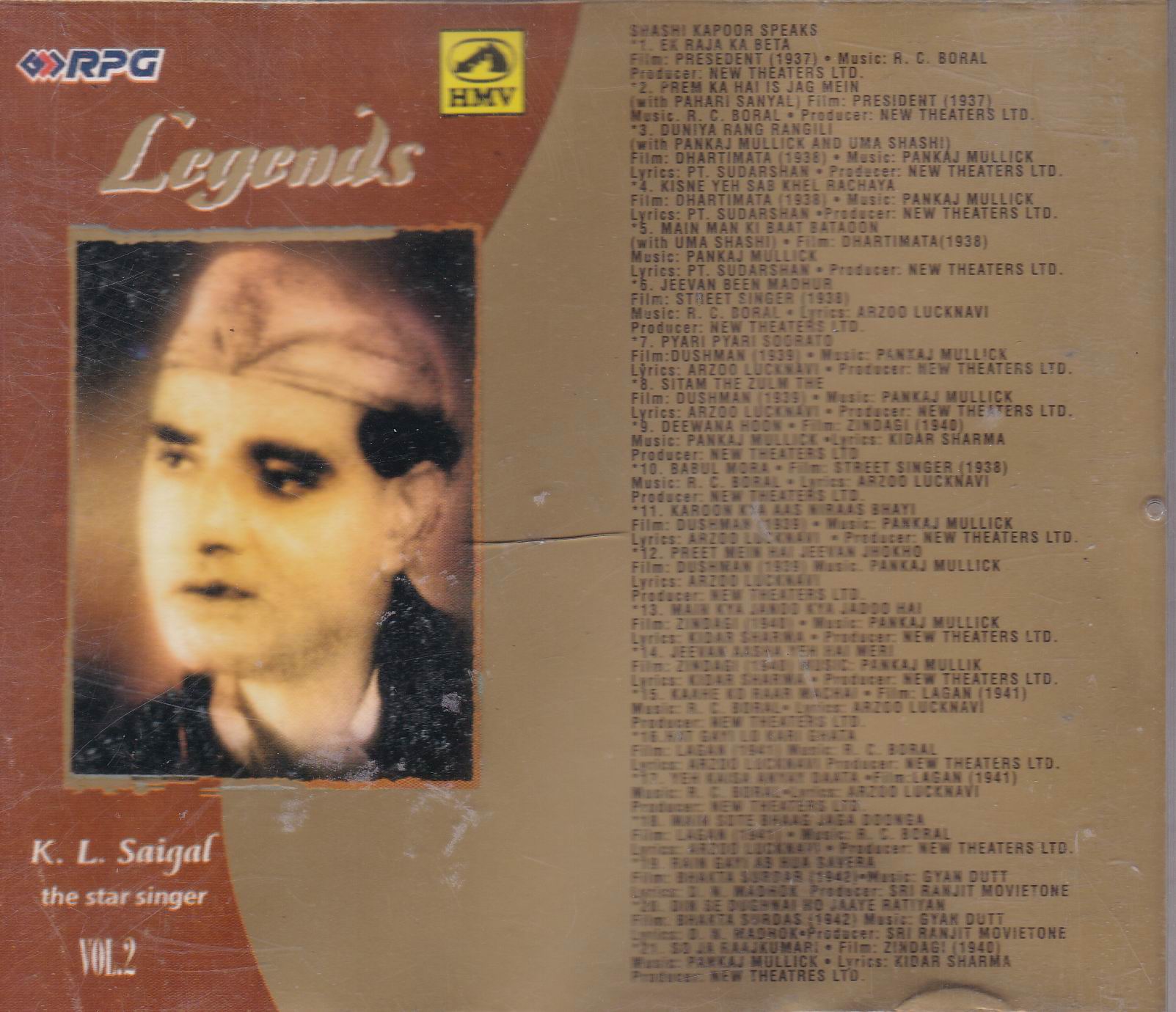 (image for) Indian Cd Legend K L Saigal Vol 2 EMI CD