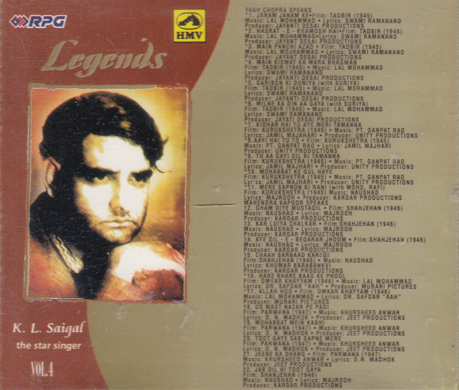 (image for) Indian Cd Legend K L Saigal Vol 4 EMI CD