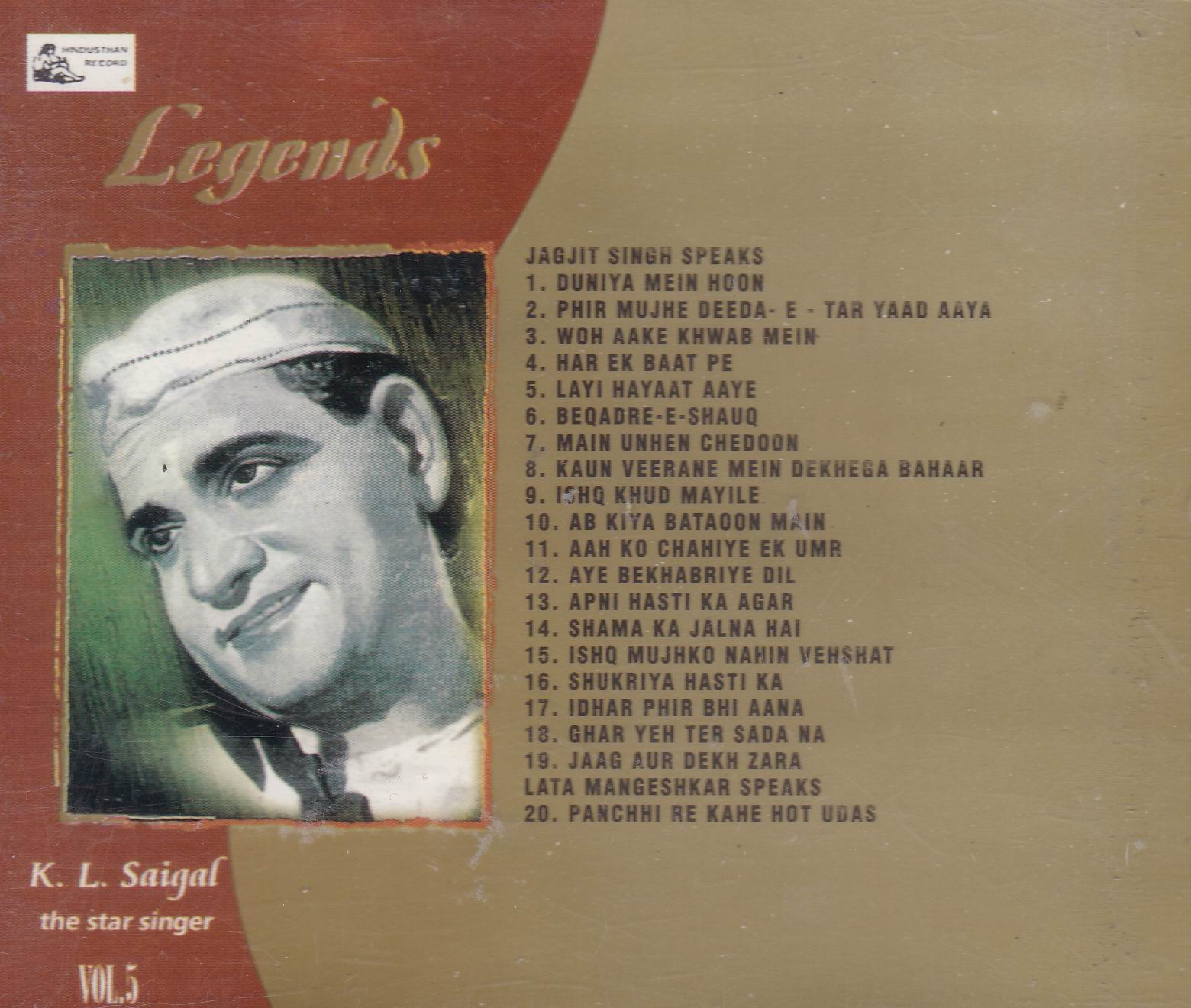 (image for) Indian Cd Legend K L Saigal Vol 5 EMI CD