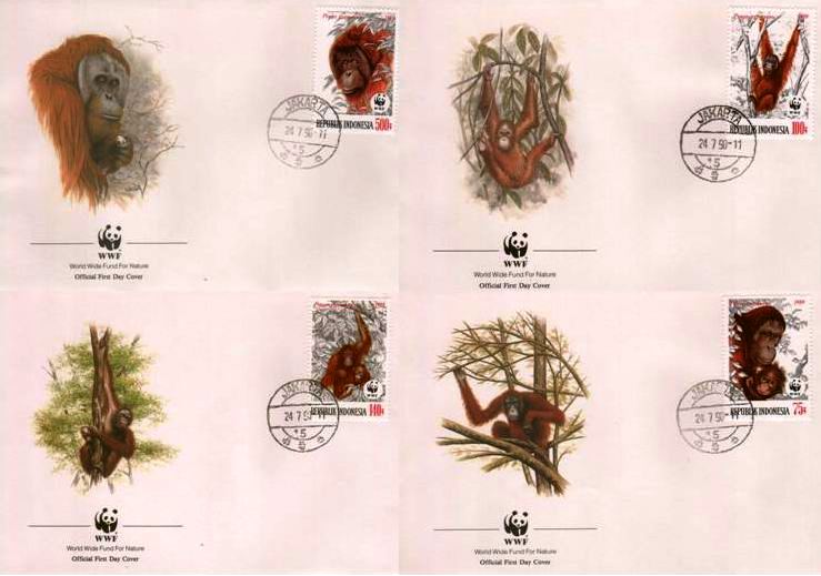 (image for) WWF Indonesia 1989 Beautiful Fdc Orangutan