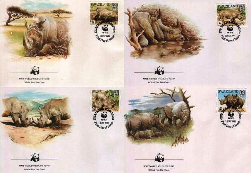 (image for) WWF Swaziland 1987 Beautiful Fdc Rhinoceros