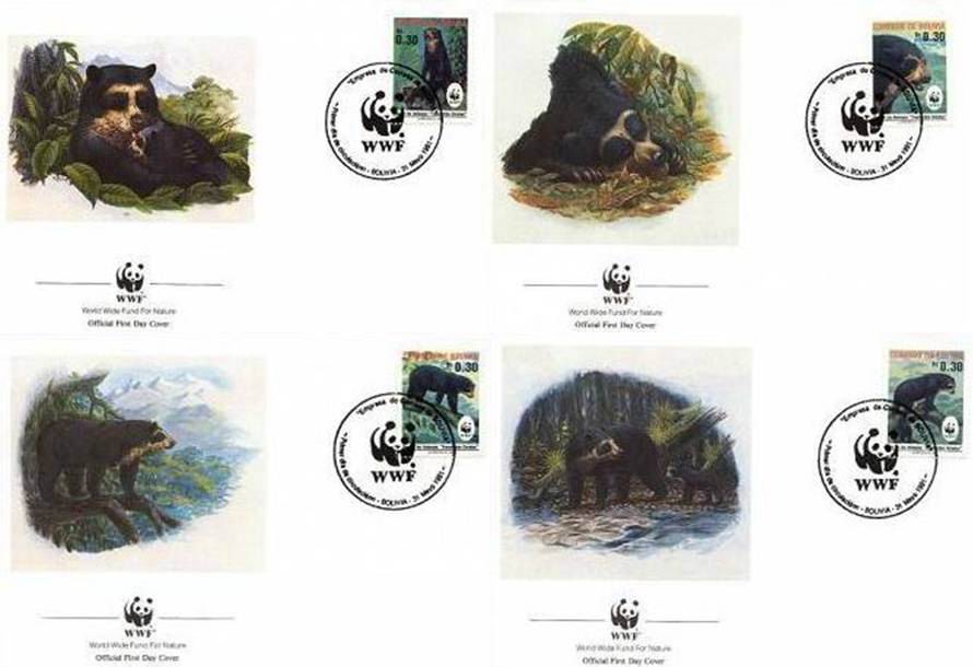 (image for) WWF Bolivia 1991 Beautiful Fdc Spectacled Bear