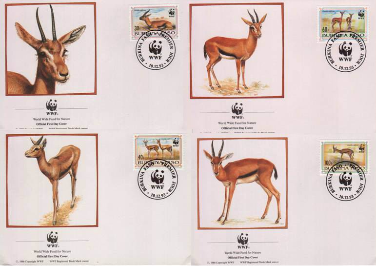 (image for) WWF Burkino Faso 1993 Beautiful Fdc Chinkara Gazelle