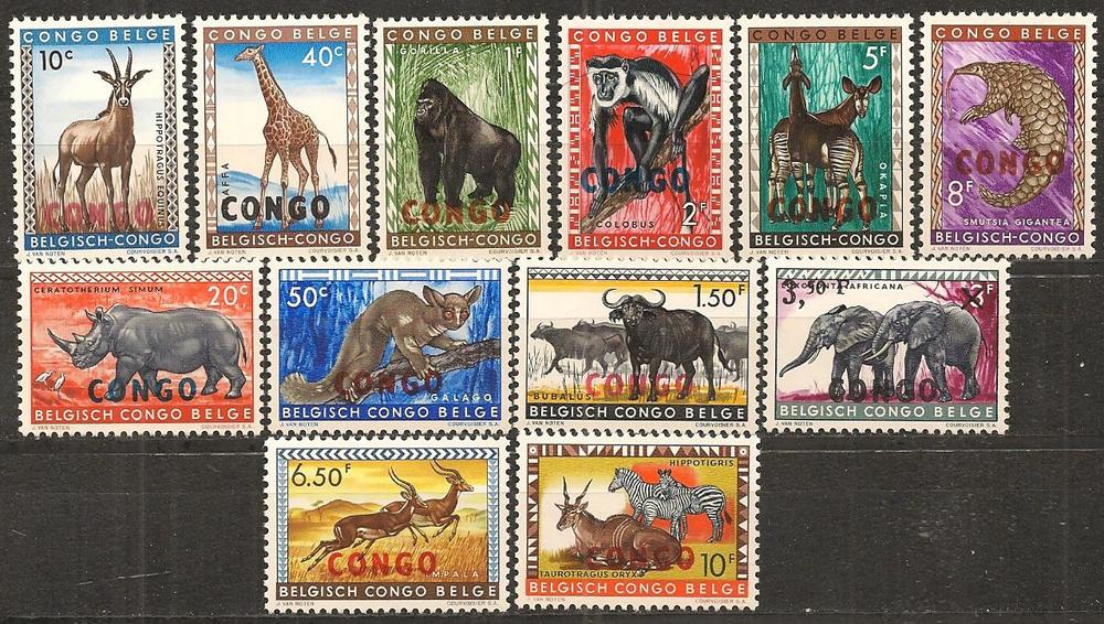(image for) Congo 1959 Stamps Wildlife Gorilla Giraffe Etc