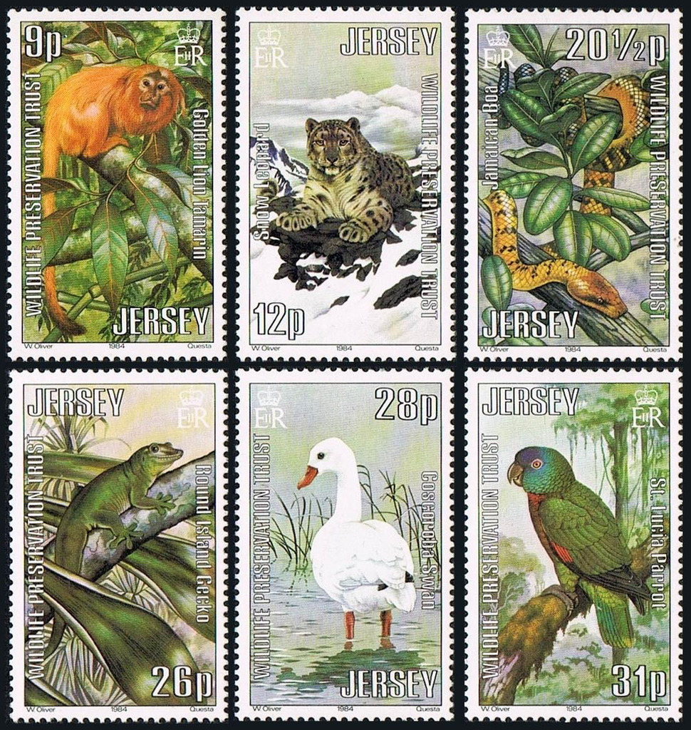 (image for) Jersey 1984 Stamps Birds Snow Leopard