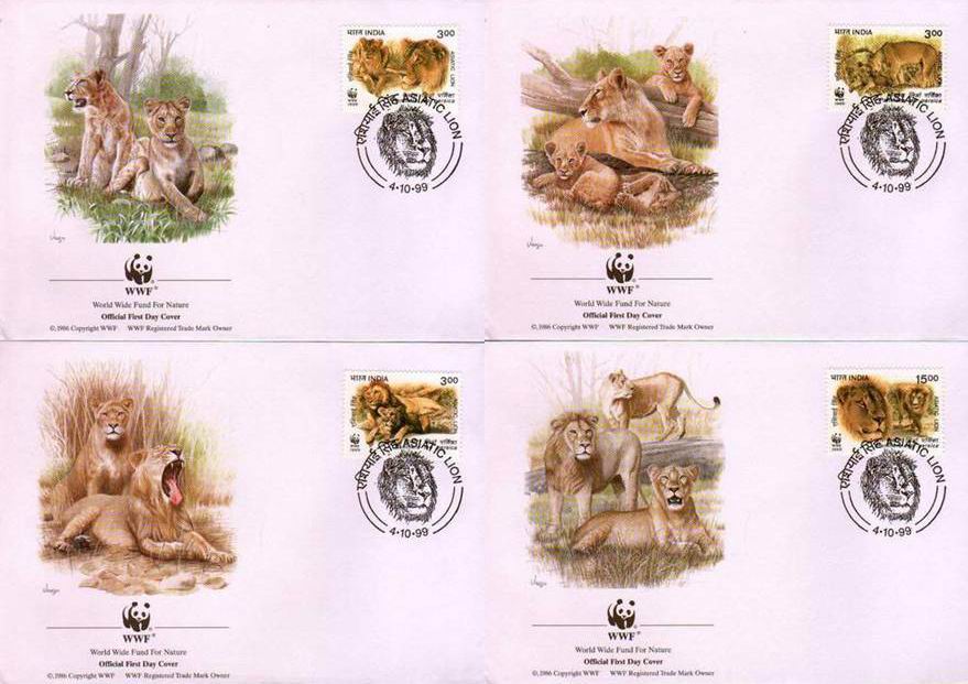 (image for) WWF India 1989 Beautiful Fdcs & Stamps Asiatic Lions