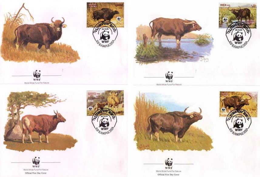 (image for) WWF Kampuchea 1986 Fdc Cambodian Cattle