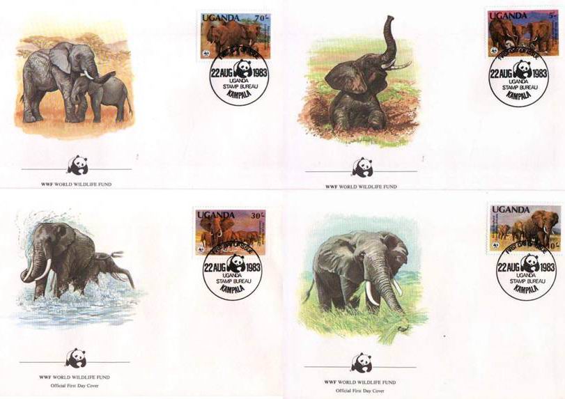 (image for) WWF Uganda 1983 Fdc Elephants