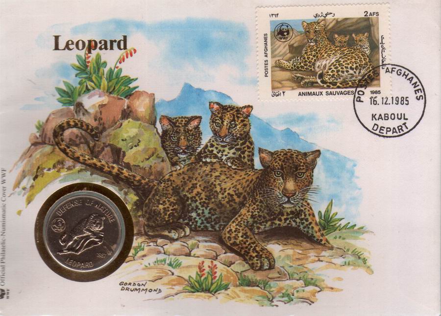 (image for) Afghanistan 1989 WWF Coin Cover Snow Leopard