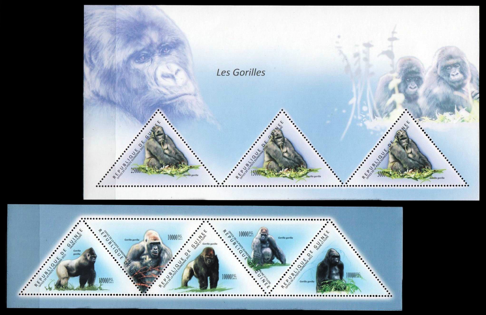 (image for) Guinea 2011 Stamps TriangularGorillas MNH