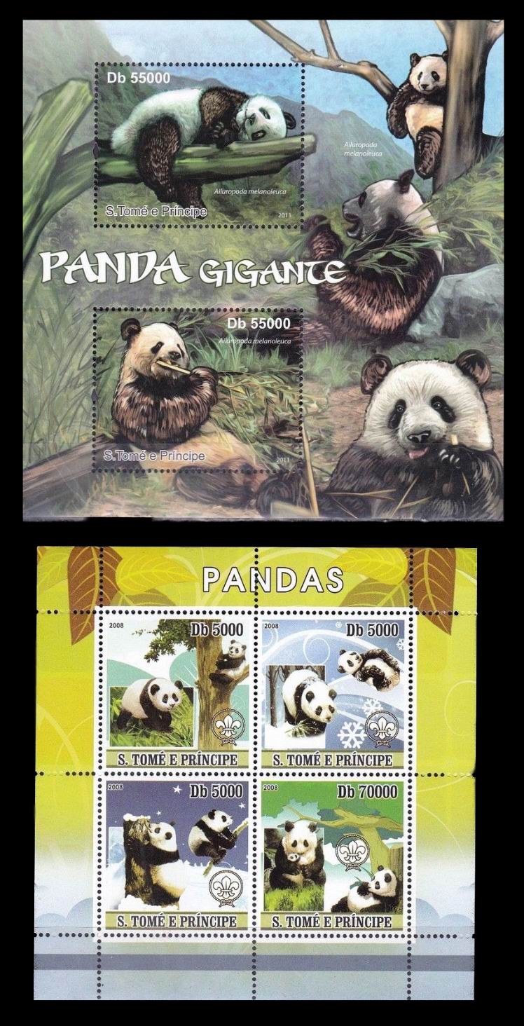 (image for) S.Tome & Principe 2008 S/Sheet Stamps Pandas