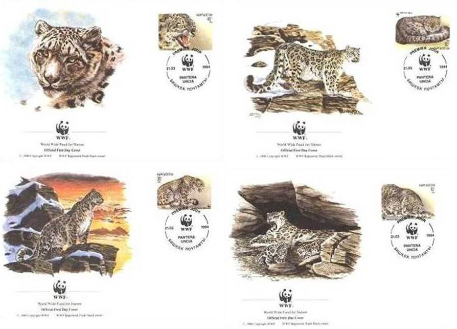 (image for) WWF Kyrgyzstan 1994 Beautiful Fdc Snow Leopard