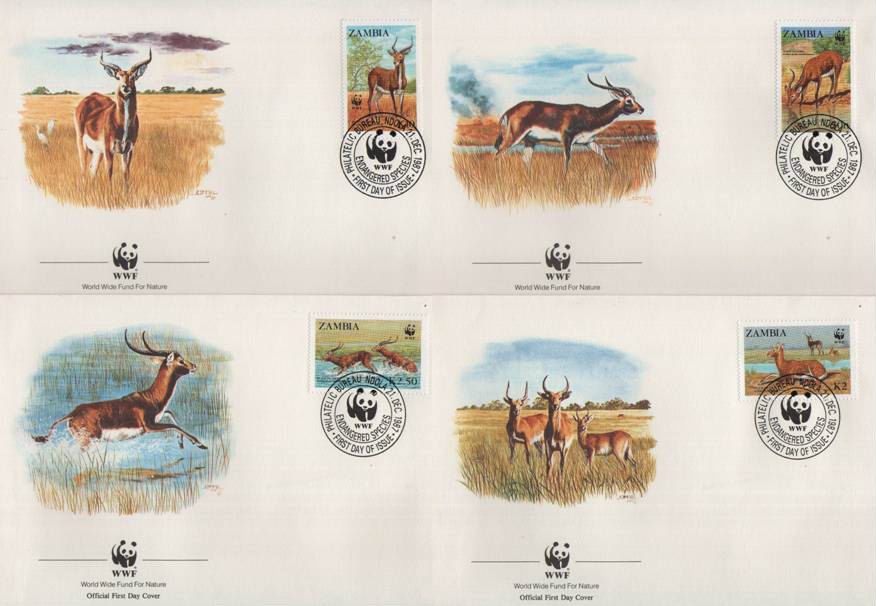 (image for) WWF Zambia 1987 Beautiful Fdc Black Lechwe