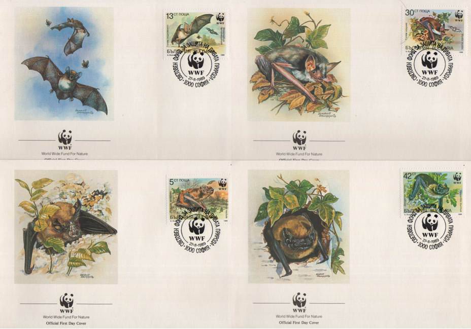 (image for) WWF Bulgaria 1989 Fdc Bats