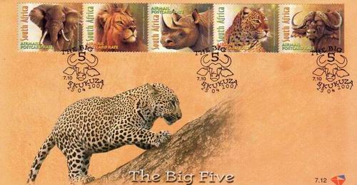 (image for) South Africa 2001 Fdc Big Five Wildlife Lions Leopard