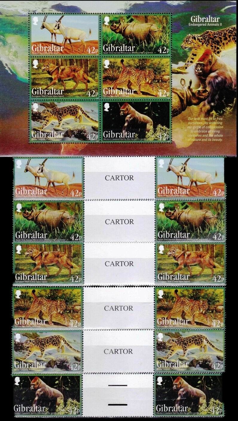 (image for) Gibraltar 2012 S/Sheet & Stamps Endangered Animals Snow Leopard