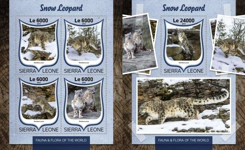 (image for) Sierra Leone 2016 Stamps Snow Leopard