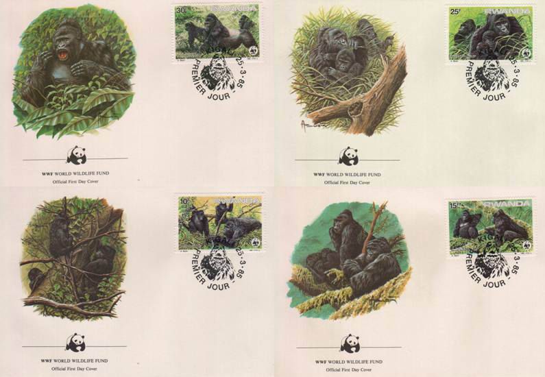 (image for) WWF Rwanda 1985 Beautiful Fdc Mountain Gorillas
