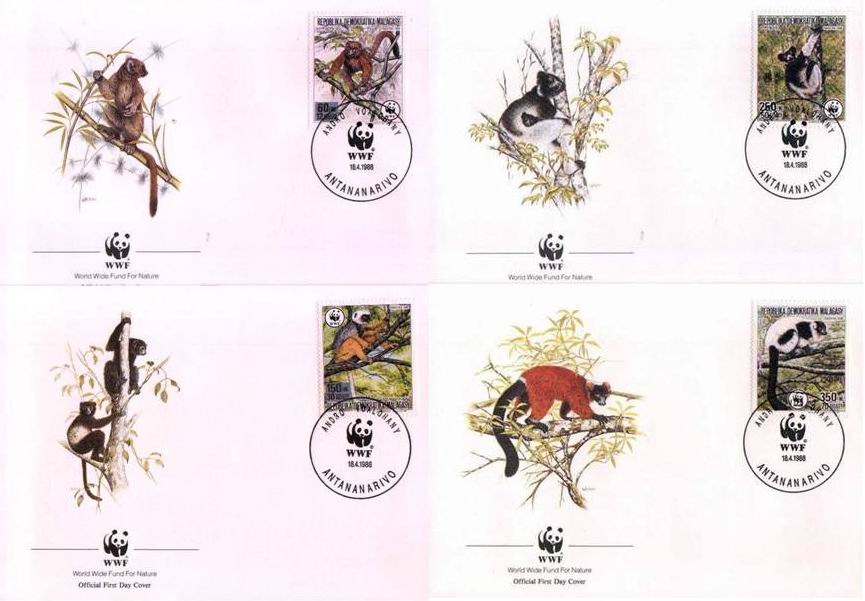 (image for) WWF Malagasy 1988 Beautiful Fdc Lemurs