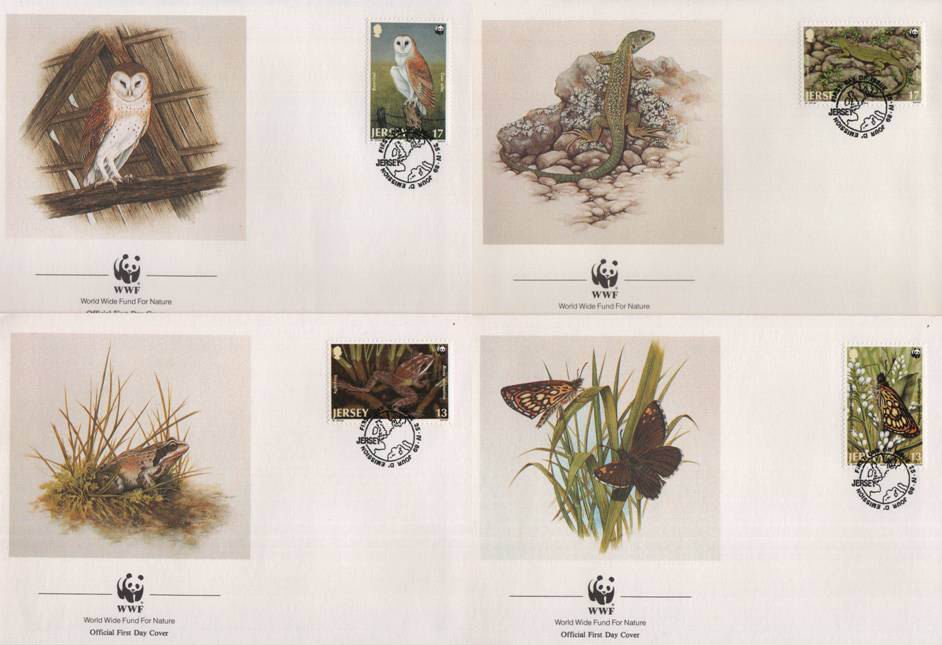 (image for) WWF Jersey 1989 Fdc Barn Owl Frog Lizard Etc