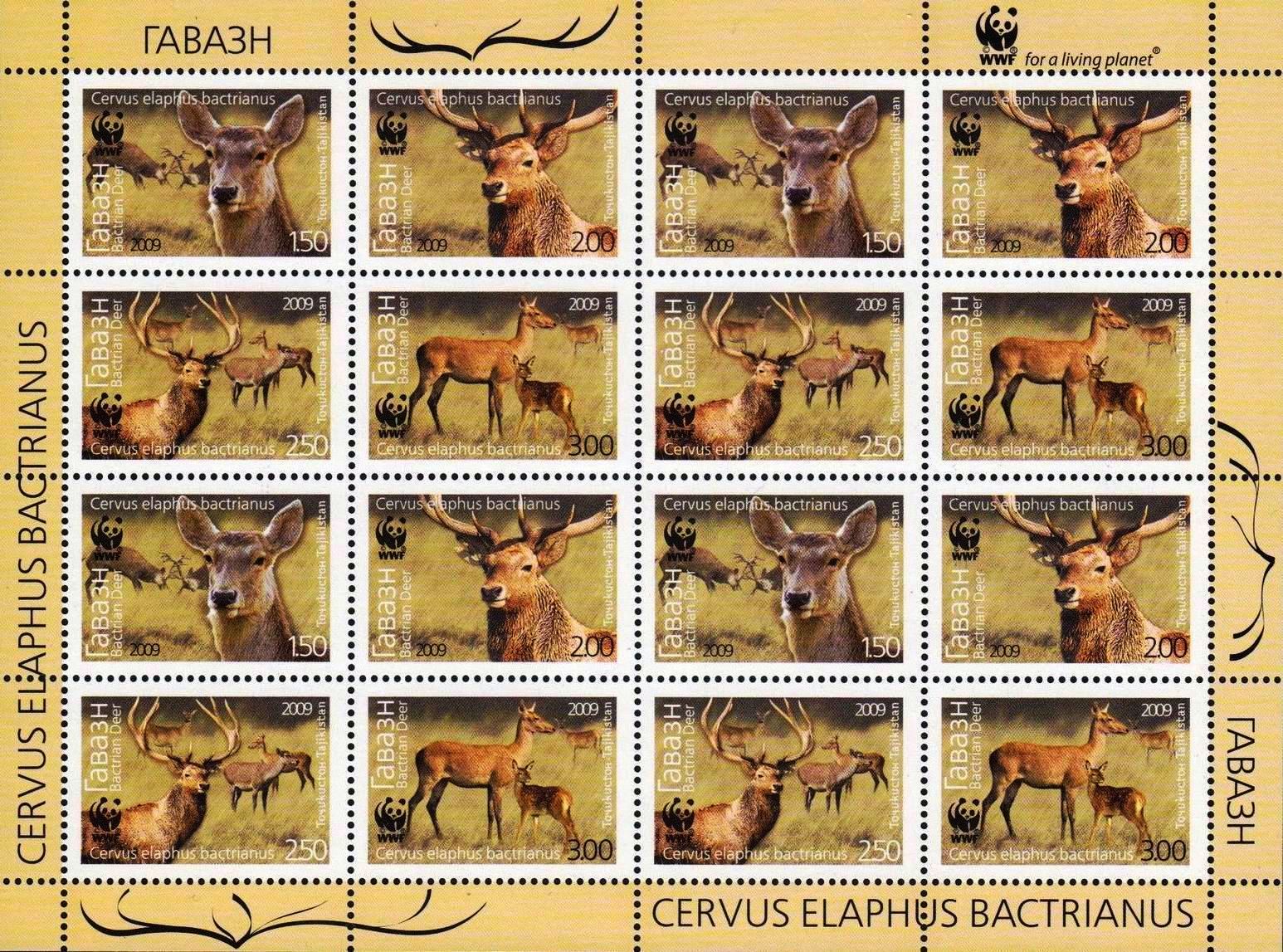 (image for) WWF Tajikistan 2009 Stamps Bukhara Deer