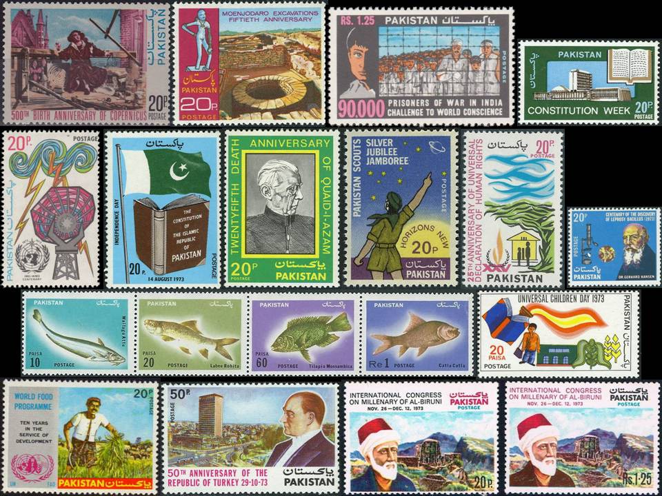 (image for) Pakistan Stamps 1973 Year Pack Kemal Ataturk 90000 Pow Al Biruni