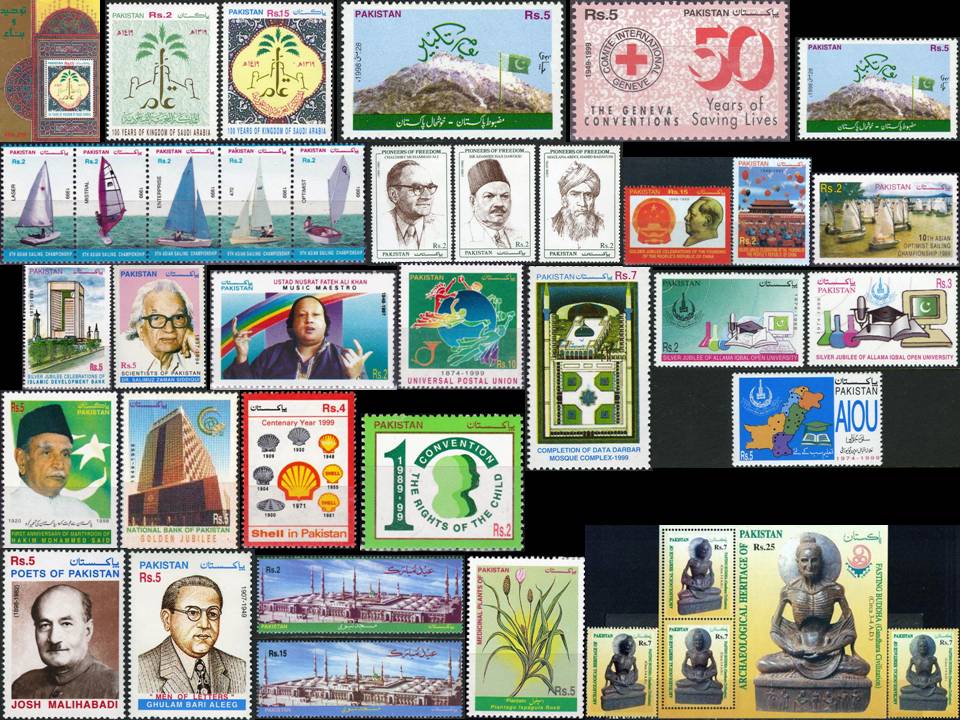 (image for) Pakistan Stamps 1999 Year Pack Buddha Saudi Arabia Atomic Blast
