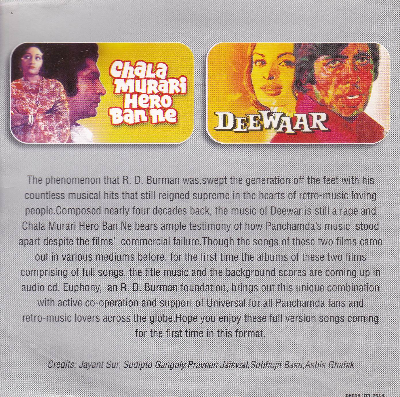 (image for) Indian Cd Chala Murari Hero Banne Deewar Universal CD