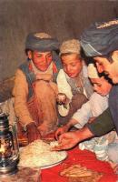 Afghanistan Postcard Afghan Family Dining With Rice