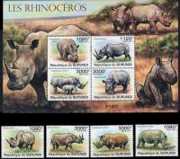 Burundi 2011 S/Sheet & Stamps Rhinoceros
