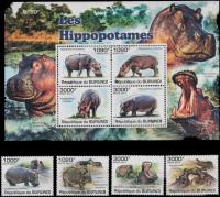 Burundi 2011 S/Sheet & Stamps Hippopotames