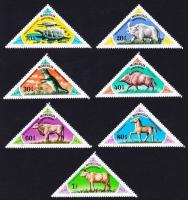 Mongolia 1977 Stamps Triangular Prehistoric Animals Dinosaurs