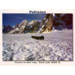 Pakistan Beautiful Postcard Porters On Snow Lake