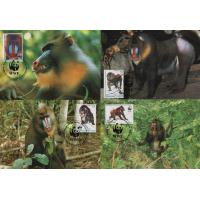 WWF Guinea 1991 Beautiful Maxi Cards Mandrill Monkeys