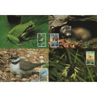 WWF Liechtenstein 1989 Beautiful Maxi Cards Bird Frog Etc