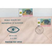 Pakistan  Fdc 1976 & Stamp  World Health Day Eye Blindnes