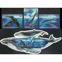 Vanuatu 2001 S/Sheet & Stamps Odd Shape Cut Mother& Baby Whales