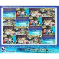 WWF Grenada Grenadines 2009 Stamps Sheet Caribbean Spiny Lobster