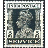 British India 1937 KGVI 3 Paisa Service Stamp MNH