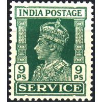 British India 1937 KGVI 9 Paisa Service Stamp MNH