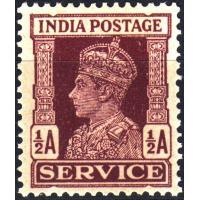 British India 1937 KGVI ½ Half Anna Service Stamp MNH