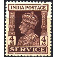 British India 1937 KGVI 4 Anna Service Stamp MNH