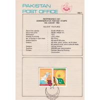 Pakistan Fdc 1982 Brochure & Stamps Independence Day