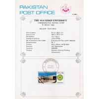 Pakistan Fdc 1983 Brochure & Stamp Aga Khan University