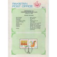 Pakistan Fdc 1986 Brochure & Stamps Independenc Day
