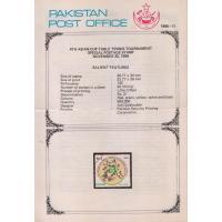 Pakistan Fdc 1986 Brochure & Stamp Asian Cup Table Tennis
