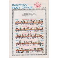 Pakistan Fdc 1988 Brochure & Stamps Seoul Olympics
